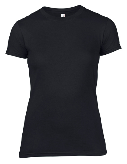 LSHOP Women«s Fashion Basic Fitted Tee Black,Caribbean Blue,Charcoal (Solid),Charity Pink,Chocolate,Green Apple,Heather Green,Heather Grey,Heather Purple,Hot Pink,Independence Red,Light Blue,Navy,Orange,Purple,Red,Royal Blue,White