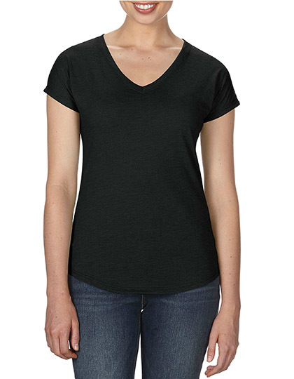 LSHOP Womens Tri-Blend V-Neck Tee Black,Heather Aubergine,Heather Bronze,Heather Caribbean Blue,Heather Dark Green,Heather Dark Grey,Heather Galapagos Blue,Heather Green,Heather Grey,Heather Orange,Heather Purple,Heather Raspberry,Heather Red,White