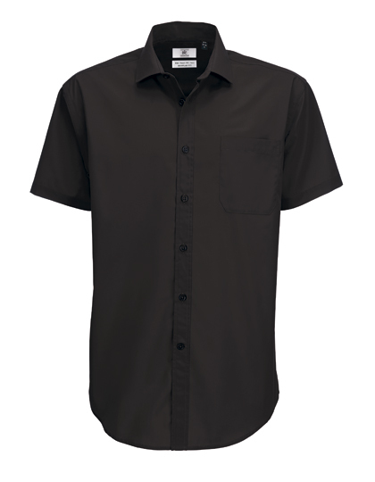 LSHOP Poplin Shirt Smart Short Sleeve / Men Black,Business Blue,Deep Red,Navy,White