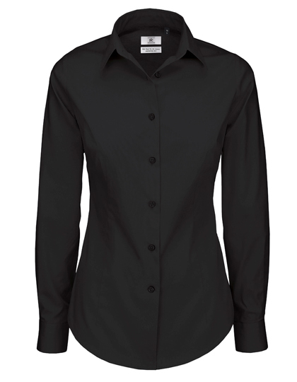 LSHOP Poplin Shirt Black Tie Long Sleeve / Women Black,Coffee Bean,Luxurious Red,White