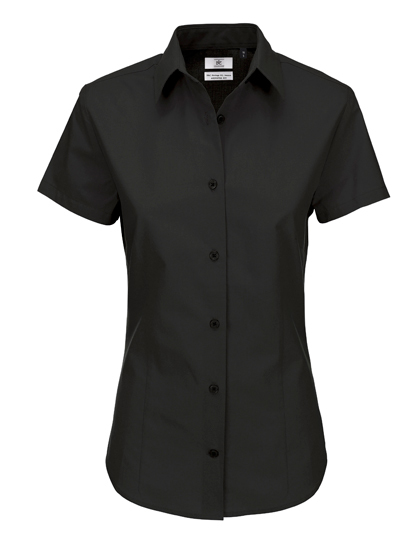 LSHOP Poplin Shirt Heritage Short Sleeve / Women Black,Blue Chip,Deep Red,White