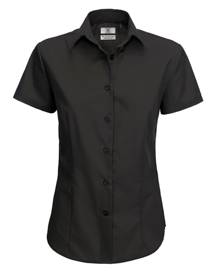 LSHOP Poplin Shirt Smart Short Sleeve / Women Black,Business Blue,Deep Red,Navy,White
