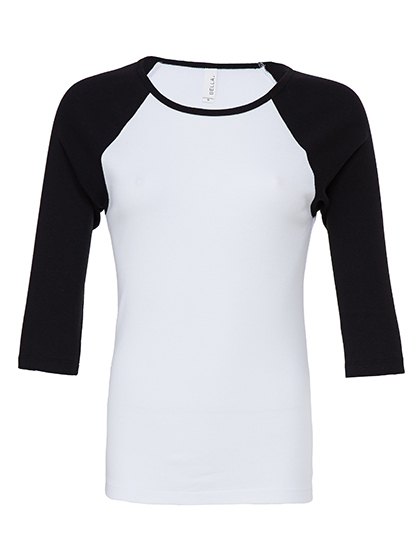 LSHOP 3/4-Sleeve Contrast Raglan T-Shirt White