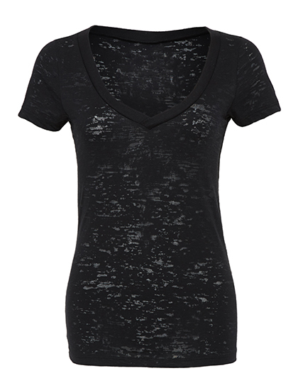 LSHOP Burnout V-Neck T-Shirt Black,White