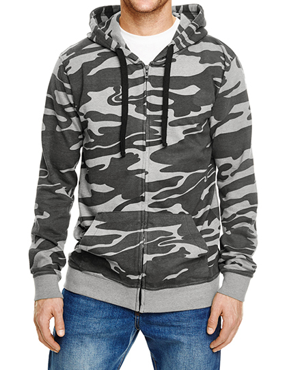 LSHOP Full Zip Camo Hooded Fleece Jacket Black Camo,Green Camo