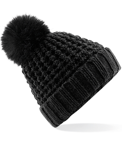 LSHOP Popcorn Fur Pom Pom Beanie Black,Burgundy,Graphite Grey,Oatmeal