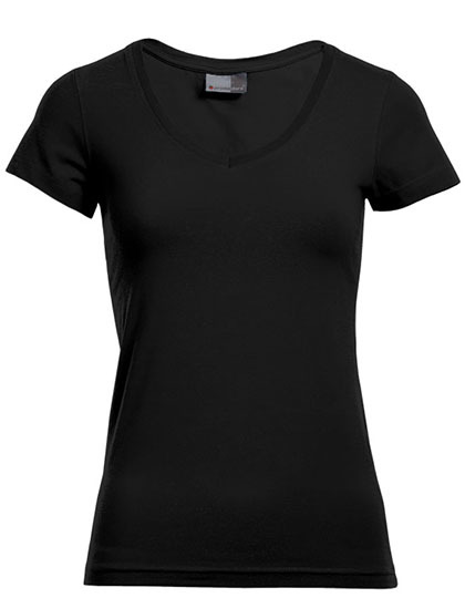 LSHOP Women«s Slim Fit V-Neck-T Black,Fire Red,Pansy,Sports Grey (Heather),Turquoise,White