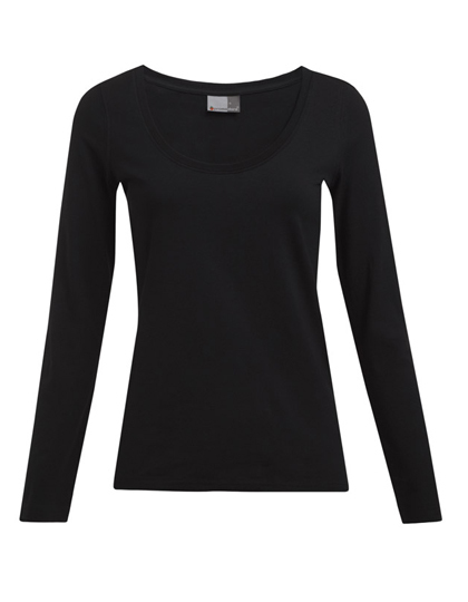 LSHOP Women«s Slim Fit-T Longsleeve Black,Off White