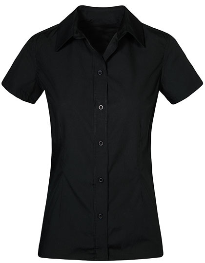 LSHOP Women`s Poplin Shirt Short Sleeve Black,Light Blue,Steel Grey (Solid),White