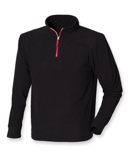 LSHOP 1/4 Zip Piped Microfleece Black,Navy