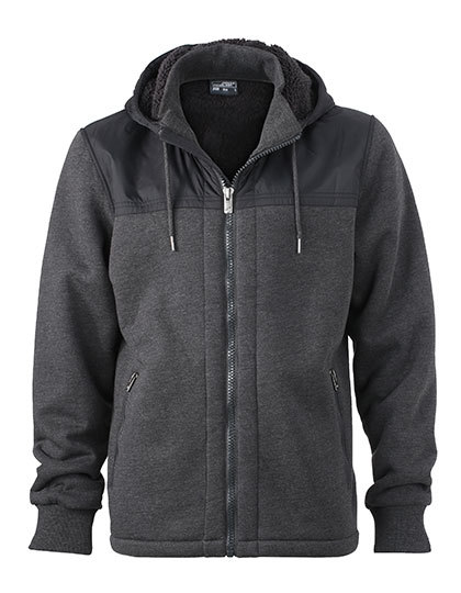 LSHOP Men`s Jacket Teddy Lined Anthracite Melange,Black,Sports Grey (Heather)