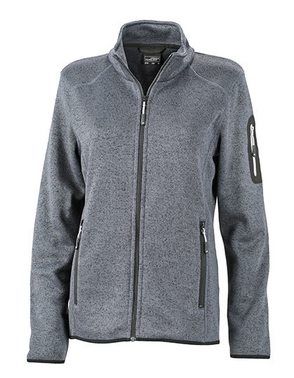 LSHOP Ladies` Knitted Fleece Jacket Dark Grey Melange,Kiwi Melange,Light Grey Melange,Pink Melange,Royal Melange