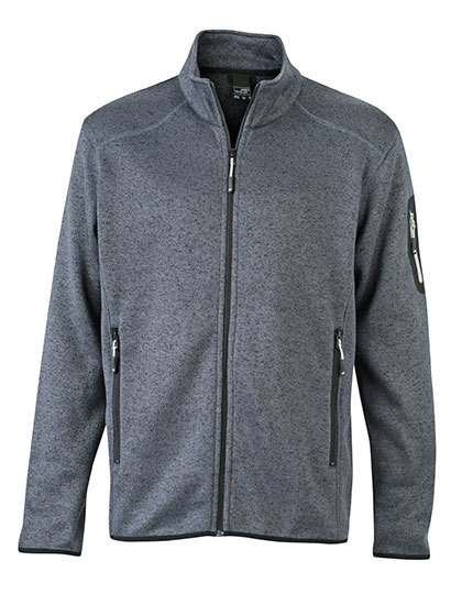 LSHOP Men`s Knitted Fleece Jacket Dark Grey Melange,Kiwi Melange,Light Grey Melange,Royal Melange