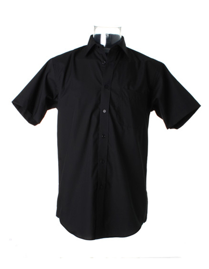 LSHOP Business Poplin Shirt Short Sleeve Black,Dark Navy,Light Blue,Silver Grey (Solid),White