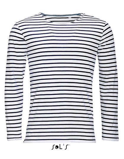 LSHOP Men«s Long Sleeve Striped T-Shirt Marine White