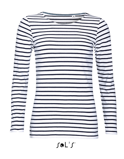 LSHOP Women«s Long Sleeve Striped T-Shirt Marine White