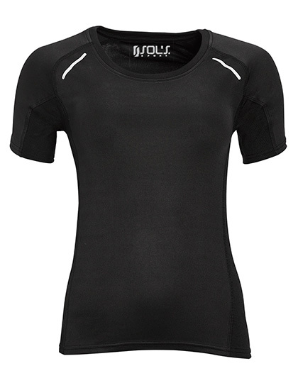 LSHOP Women`s Short Sleeve Running Shirt Sydney Black,Neon Coral,Neon Yellow,White