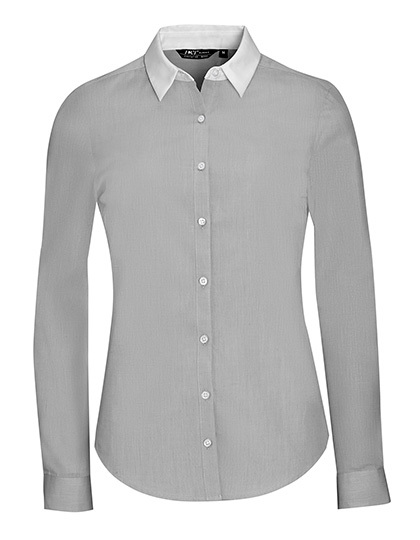 LSHOP Women`s Long Sleeve End-To-End Shirt Belmont Pearl Grey,Sky Blue
