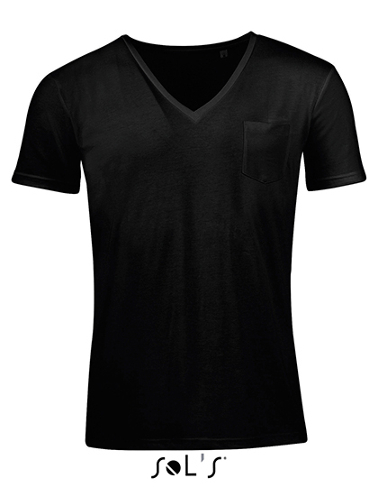 LSHOP Mens Mad V-Neck T-Shirt Deep Black,Grey Melange,Poppy Red,White