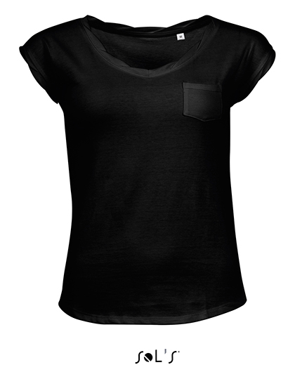 LSHOP Womens Mod V-Neck T-Shirt Deep Black,Grey Melange,Poppy Red,White