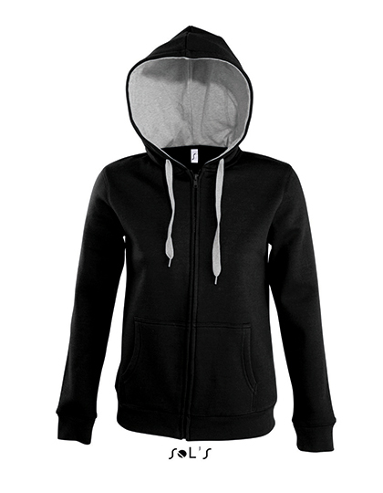 LSHOP Contrast Hooded Zip Jacket Soul Women Black,French Navy,Royal Blue,White