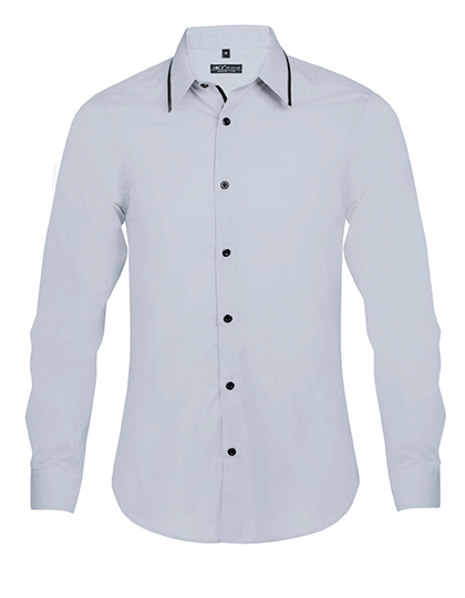 LSHOP Long Sleeves Fitted Shirt Baxter Men Opal Grey,Sky Blue,White,White Striped