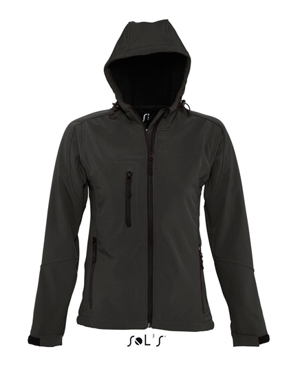 LSHOP Womens Hooded Softshell Jacket Replay Black,French Navy,Grey Melange,Pepper Red,Royal Blue,White