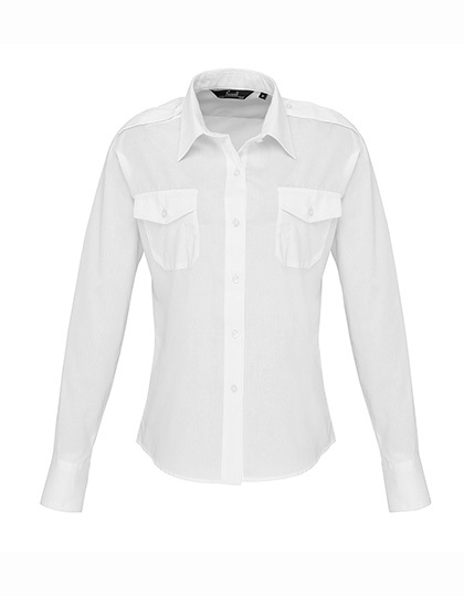 LSHOP Ladies Long Sleeve Pilot Shirt White