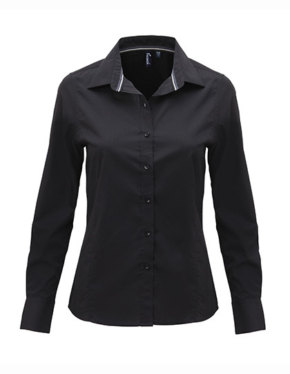 LSHOP Ladies Long Sleeve Fitted Friday Shirt Black,Steel