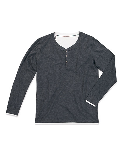 LSHOP Luke Long Sleeve Henley T-shirt for men Charcoal Heather,Navy Heather