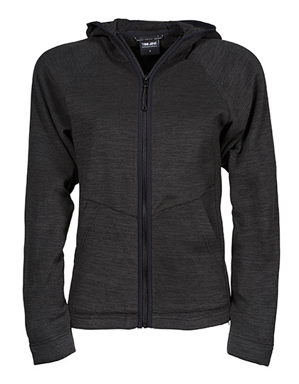 LSHOP Ladies Urban Hooded Fleece Jacket Black Melange,Navy Melange