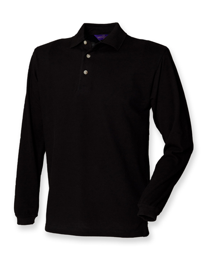 LSHOP Long Sleeved Cotton Piqu Polo Shirt Black,Navy,White