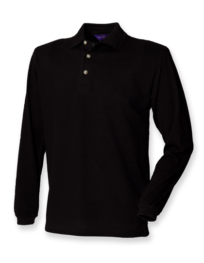 LSHOP Long Sleeved Cotton Piqu Polo Shirt Black,Navy,White