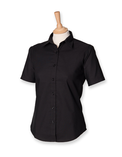 LSHOP Ladies Classic Short Sleeved Oxford Shirt Black,Blue Oxford,Lilac,Pink,White