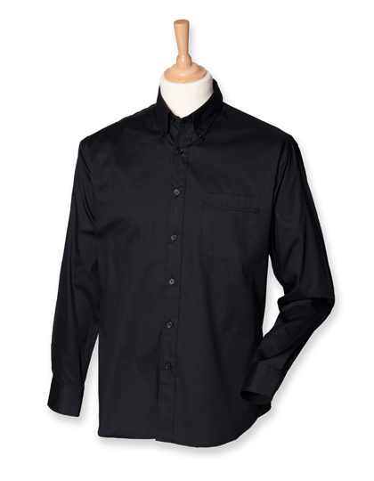LSHOP Men`s Long Sleeved Pinpoint Oxford Shirt Black,Corporate Blue,Light Blue,White