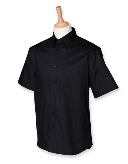 LSHOP Men`s Short Sleeved Pinpoint Oxford Shirt Black,Corporate Blue,Light Blue,White