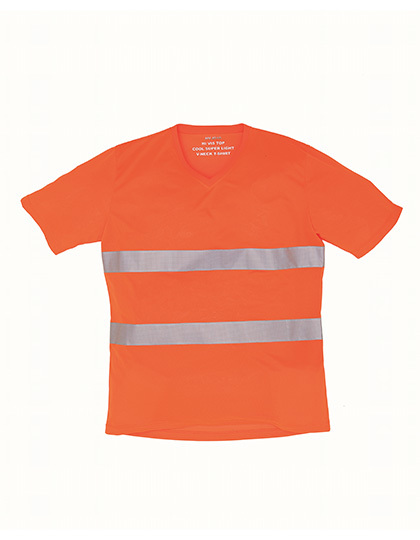 LSHOP Hi Vis Top Cool Super Light V-Neck T-Shirt Hi-Vis Orange,Hi-Vis Yellow