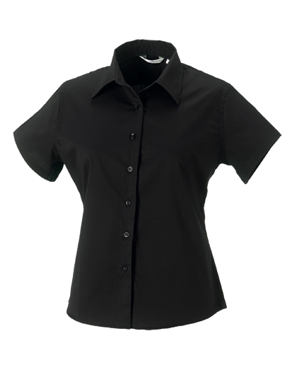 LSHOP Ladies« Short Sleeve Classic Twill Shirt Black,Blue,French Navy,Khaki,White,Zinc