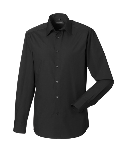 LSHOP Men`s Long Sleeve Polycotton Tailored Poplin Shirt Black,Corporate Blue,White