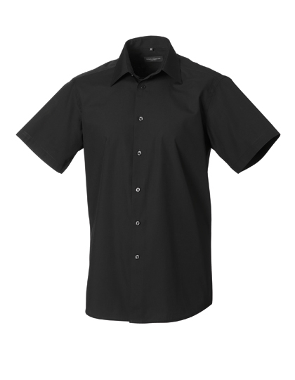 LSHOP Men«s Short Sleeve Polycotton Tailored Poplin Shirt Black,Corporate Blue,White