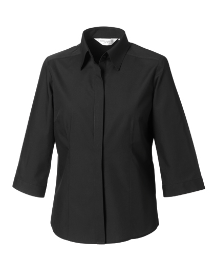 LSHOP Ladies« 3/4 Sleeve Polycotton Fitted Poplin Shirt Black,Corporate Blue,White