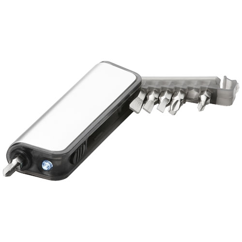 PF Reno Mini-Werkzeugkasten mit 7 Funktionen und Taschenlampe silber