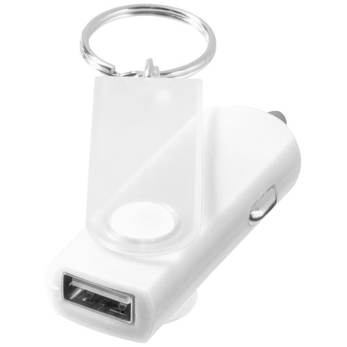 PF Swivel USB-Autoadapter-Schlüsselanhänger weiss