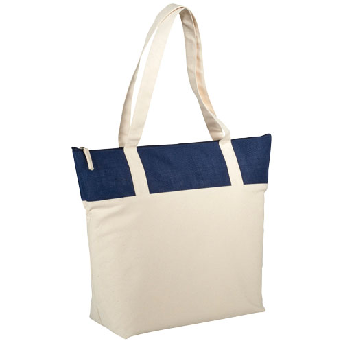 PF Jute und Baumwoll Tasche mit Reißverschluss natur,navy