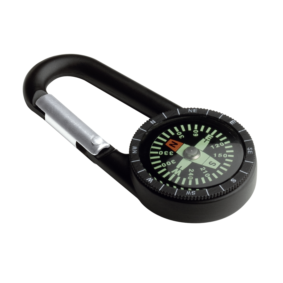 LM Kompass mit Karabiner REFLECTS-TRACTOR M schwarz