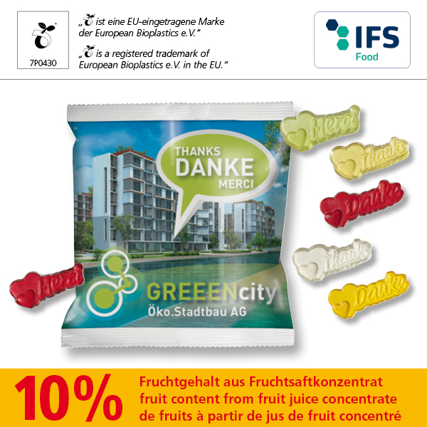 KALFANY Danke/Thanks/Merci-Mischung mit kompostierbarem Werbetuetchen