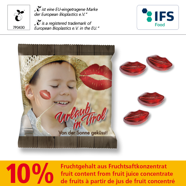 KALFANY Kussmund mit kompostierbarem Werbetuetchen