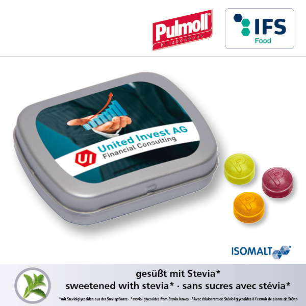 KALFANY MINI-Klappdose mit Pulmoll Halsbonbons