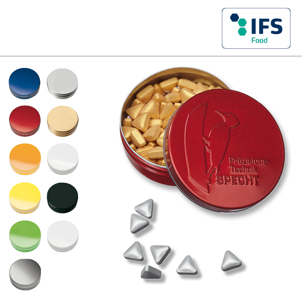 KALFANY XS-Praege-Taschendose mit Pfefferminz Gold- oder Silbernuggets
