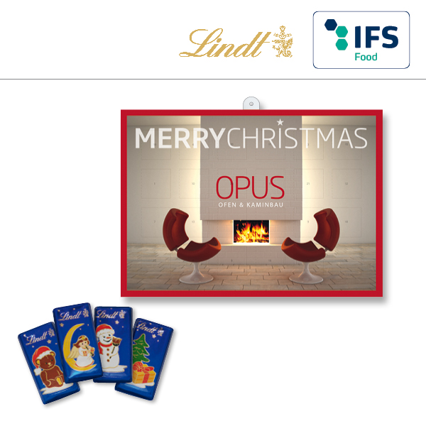 KALFANY Wunsch-Adventskalender BUSINESS mit Vollmilch-Naps von Lindt und Spruengli 